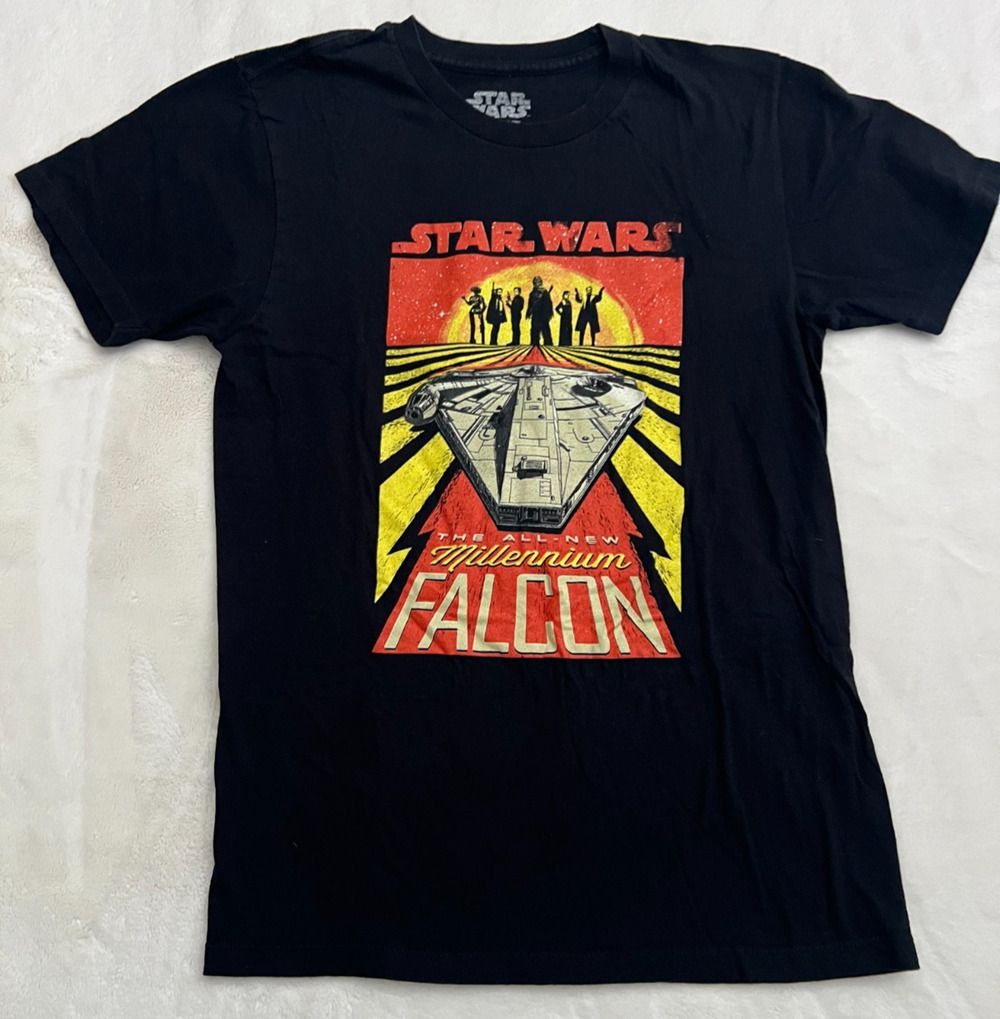 Star Wars Millennium Falcon Mens Small Black Graphic T Shirt Lucasfilm